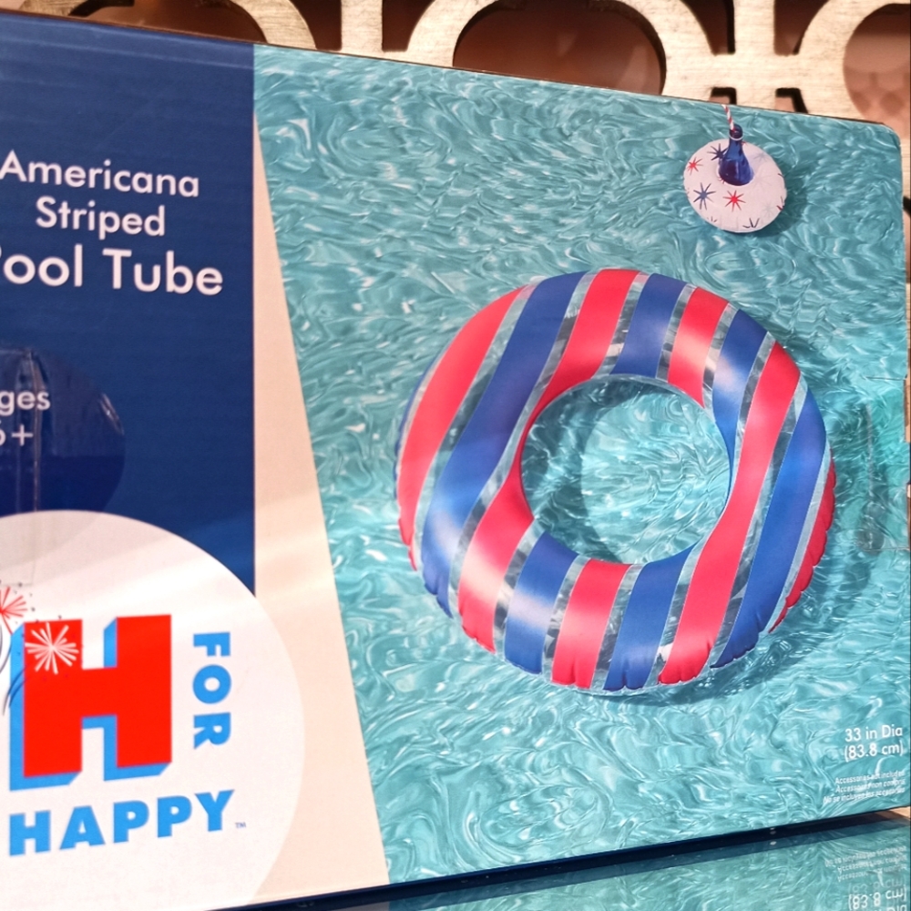 H For Happy 33" Americana Striped Pool Tube